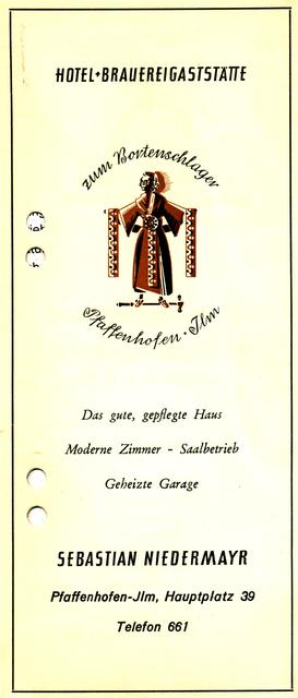 Anzeige des Hotels "Bortenschlager" (1954)