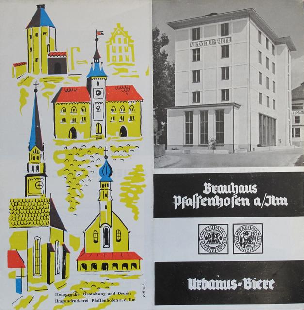 Anzeige des "Brauhauses" aus der Stadtbroschüre von 1958 mit einer Skizze prägender Gebäude von F. Braun