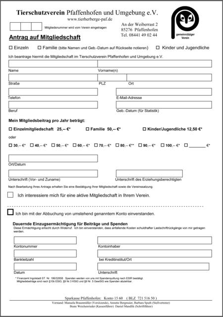 Den Mitgliedsantrag zum Ausdrucken finden Sie HIER. Wir senden Ihnen das Formular auf Wunsch auch gerne kostenlos zu.