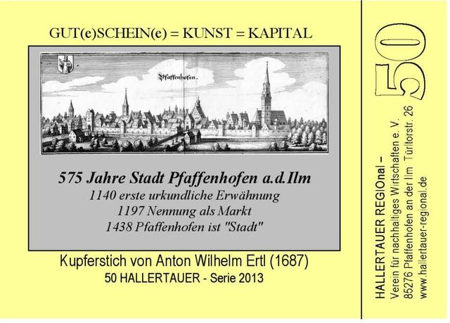 REGIOnalgeld HALLERTAUER: Gestaltungsseite der Serie 2013. Die Serie 2013 ist auch im Jahre 2014 gültig!