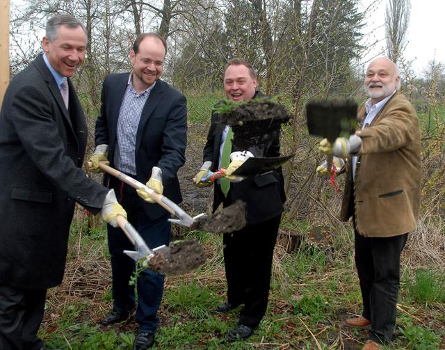 Spatenstich 2013 mit Dr. Barth, Andreas Herschmann, Markus Käser und Helmut Mutig