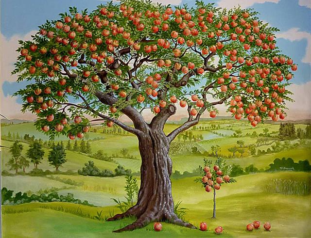 4 Meter breit und 2,80 Meter hoch ist der neue, übermannshohe "Baum der Zuwendung" im Eingangsbereich der Tierherberge Pfaffenhofen (Gemälde © Zaepernick)