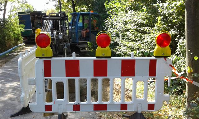 Baustelle auf dem Radweg