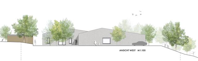 Ansicht West: Planskizze für den Neubau der Kita St. Andreas