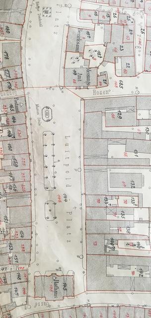Auszug aus der Neuaufnahme 1921 mit dem unteren Hauptplatz („Luitpold-Platz“)