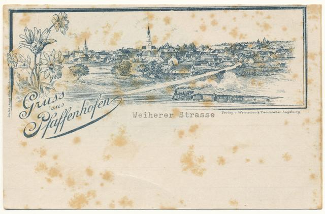 Von Norden her einfahrende Dampflok auf einer Ansichtskarte (um 1900)