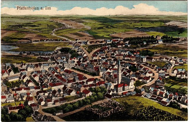 Die Straßenführung in Pfaffenhofen hat sich seit 100 Jahren kaum verändert.