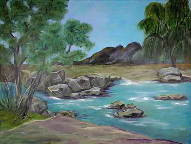 Heidi Wilhelm: "Im Fluss", 2017, 60x80 cm, Acryl auf Leinwand