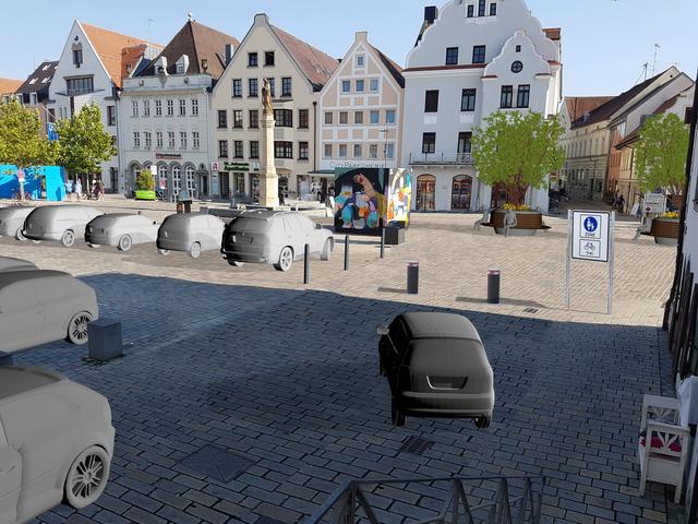 Visualisierung: So könnte eine Durchfahrt-Sperrung am Hauptplatz aussehen.