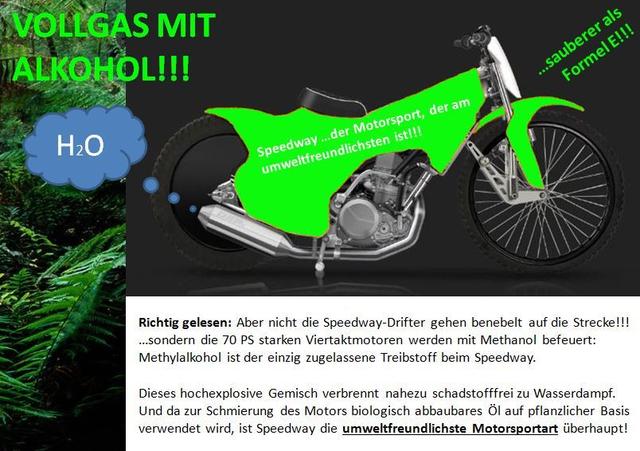Speedway gilt als ausgesprochen umweltfreundlicher Motorsport!