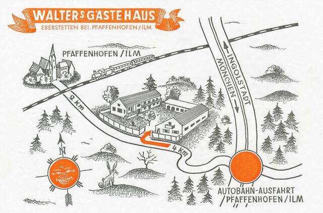 Ansichtskarte vom Gästehaus Walters in Eberstetten (um 1960) | Foto: Stadtarchiv 