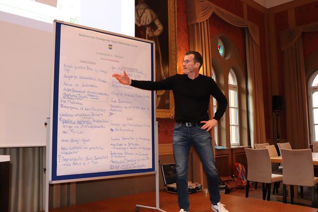 Die Gruppenergebnisse der Stärken und Schwächen Analyse werden vorgestellt.