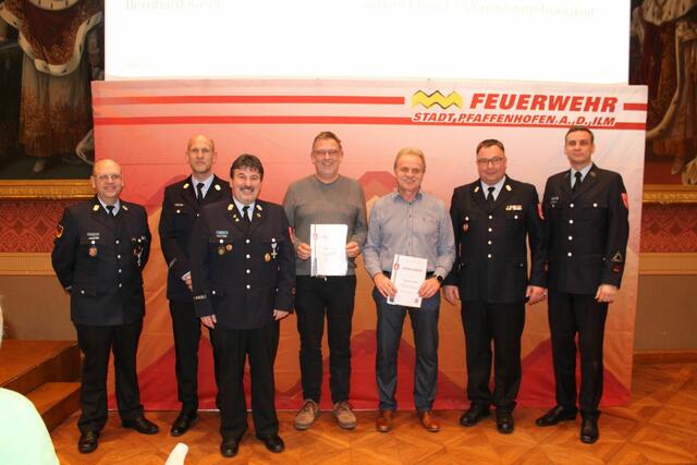 Geehrte v.l.n.r.: Stefan Satzger (30 Jahre aktiv), Bernhard Käser (30 Jahre Verein+aktiv)