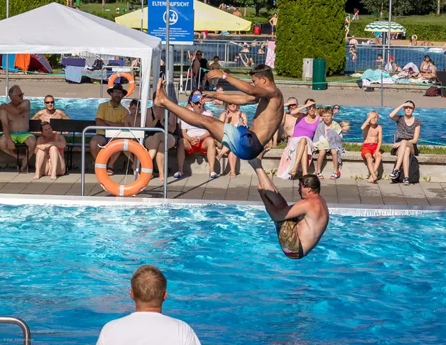 Der Weltmeister im Splashdiving Lukas "Lucky" Eglseder aus Regensburg und der Gewinner des SCS Cup 2024 Alex Weber. | Foto: Karl J. Ebensberger 
