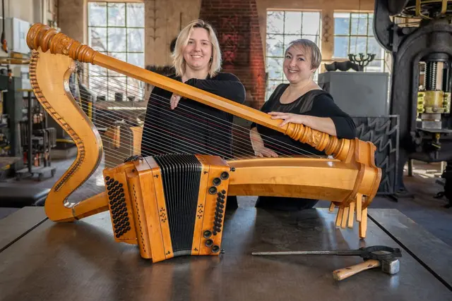 Das Duo Luft &amp; Saiten begeistert mit Harfe und Harmonika.  | Foto: Stefan Gaar