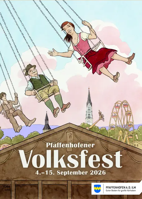 Das Volksfestplakat 2026 hat der Pfaffenhofener Gottfried Müller erstellt.  | Foto: Stadtverwaltung Pfaffenhofen