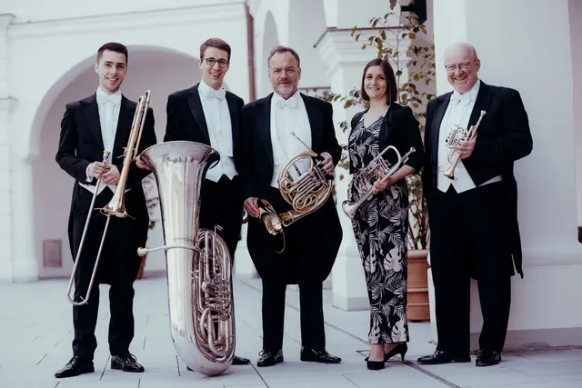 Das Blechblasensemble Harmonic Brass bildet den Abschluss der Rathauskonzertreihe. | Foto: Tobias Epp Fotografie