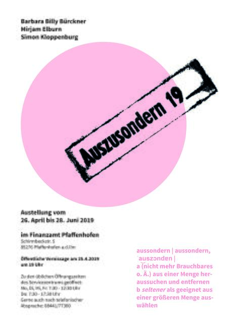 Plakat zur Ausstellung "Auszusondern 19__" | Foto: Barbara Billy Bürckner