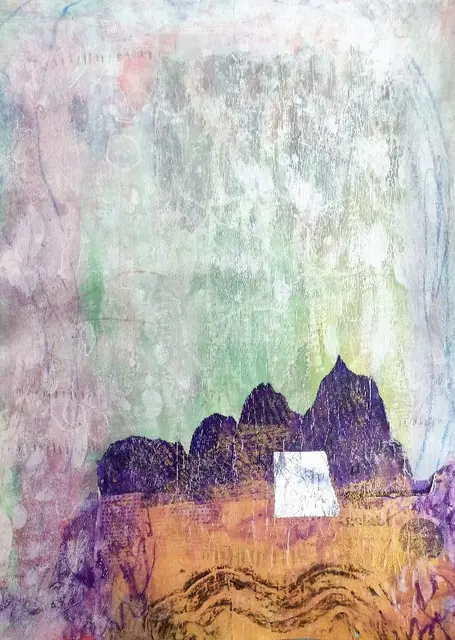 Silvia Gasteiger: „Im Berg“, Acryl/Mischtechnik auf Papier, 40x60, 2026,
                     
 | Foto: Silvia Gasteiger